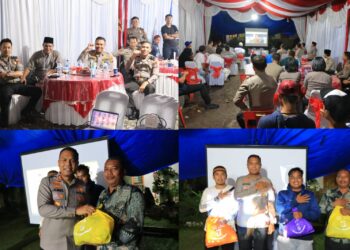 Kapolres Labuhanbatu nonton bareng final piala AFF U- 23 antara Indonesia vs Vietnam dikampung bebas dari narkoba Kelurahan Padang Bulan Rantauprapat, Sabtu (26/8/2023) malam.