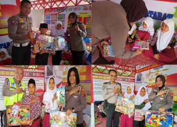 Sat Lantas Polres Labuhanbatu distribusikan buku di Posko Kampung Bersih dari Narkoba (KBN) Padang Bulan Rantauprapat, Kamis (310/8/2023) sekitar pukul 09.30 WIB sampai dengan selesai.