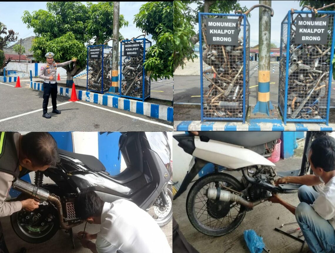 Sat Lantas Polres Labuhanbatu melakukan penertiban knalpot brong atau Racing, Terhadap Kendaraan bermotor di wilayah Hukum Polres Labuhanbatu, Sumatera Utara, Jumat (01/09/2023).