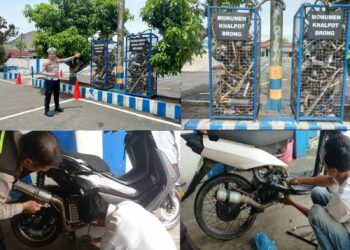 Sat Lantas Polres Labuhanbatu melakukan penertiban knalpot brong atau Racing, Terhadap Kendaraan bermotor di wilayah Hukum Polres Labuhanbatu, Sumatera Utara, Jumat (01/09/2023).