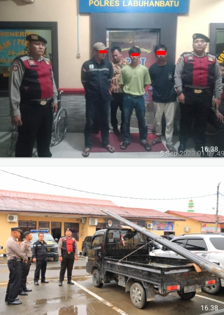 Tim Patroli PRC Polres Labuhanbatu berhasil amankan pelaku pencurian Tiang besi internet di Desa Janji Kec Bilah Barat kab. Labuhanbatu (05/09/2023)