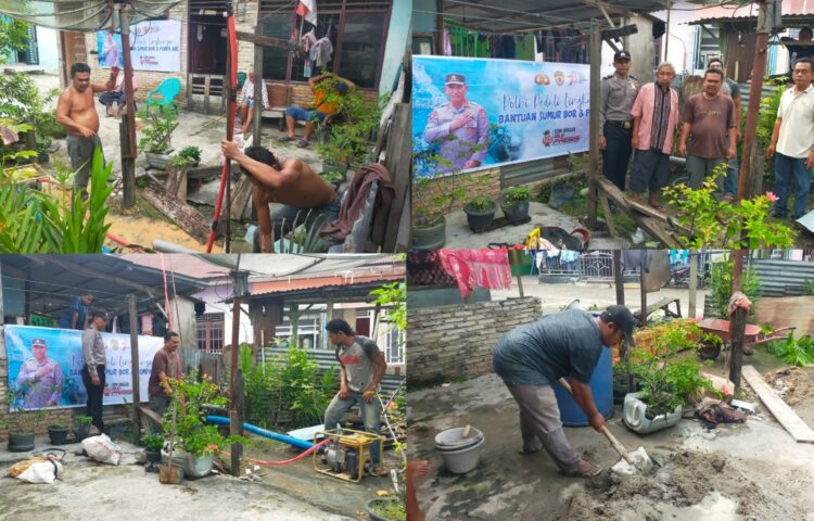 Polres Labuhanbatu melaksanakan bakti sosial membuat sumur bor dalam rangka menyediakan air bersih bagi masyarakat di dusun cinta makmur desa Pondok Batu kecamatan Bilah Hulu, Kabupaten Labuhanbatu, (09/09/2023).