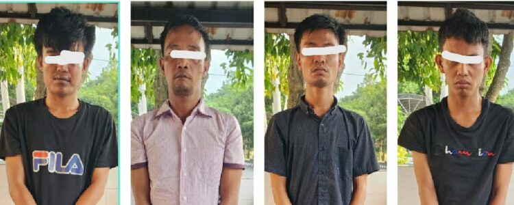 DITANGKAP: Empat sindikat perampok nasabah bank dengan modus pecah kaca ditangkap Tim Gabungan dari Polda Sumut, Minggu (10/9/2023). (Foto Dok/ Polda Sumut)