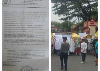 AKSI DEMO: Ratusan massa KOPRA Sumut aksi demo di depan Mapolda Sumut, Selasa (12/9/2023). (Foto Dok/ TM)