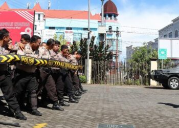 Polresta Manado menggelar pelatihan Pengendalian Massa (Dalmas) dalam rangka persiapan menghadapi Pemilu Tahun 2024 yang akan datang