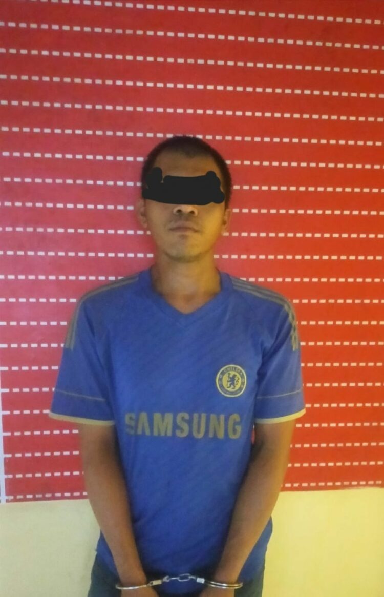 DIAMANKAN : MYS (31), tersangka pelaku penipuan dan penggelapan sepeda motor, diamankan di Polsek Firdaus. (Foto Dok/Iptu Maruli Sihombing, Kanit Res Polsek Firdaus)