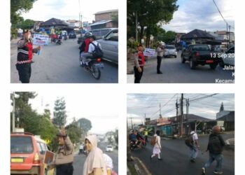 Kasat Samapta Polres Dairi AKP Tugono, SH melaksanakan kegiatan Strong point Pengaturan Lalu Lintas/Pos Padat pagi pada saat masuknya anak sekolah di Beberapa Persimpangan Rawan Kemacetan, pelangaran dan Laka Lantas yang berada di Seputaran Kota Sidikalang, Rabu (13/09/2023).