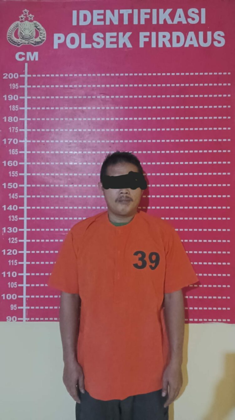 Keterangan Foto
DIAMANKAN : H alias Ebi, terduga pelaku penipuan dan penggelapan ternak kambing, diamankan di Polsek Firdaus. (Foto Dok/AKP Idham Halik)