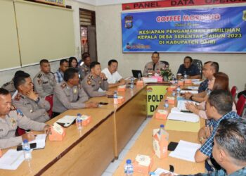 Plt. Kapolres Dairi AKBP Ronny Nicolas Sidabutar, S.H, S.I.K, M.H undang Instansi terkait dalam kegiatan Coffe Morning bertempat di Ruang PDDO Polres Dairi. Jumat 15-09-2023.