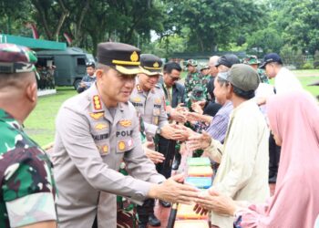 HADIRI: Kapolrestabes Medan Kombes Pol Valentino AlfaTatareda SH SIK menghadiri upacara pembukaan TMMD ke-118 Kodim 0201/Medan 2023 di Lapangan Benteng, Rabu (20/9/2023).(Foto Dok/Polrestabes)