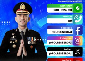 LAYANAN POLISI : Kapolres Sergai, AKBP Oxy Yudha Pratesta dan layanan polisi Polres Sergai. (Foto Dok/Sie Humas Polres Sergai)