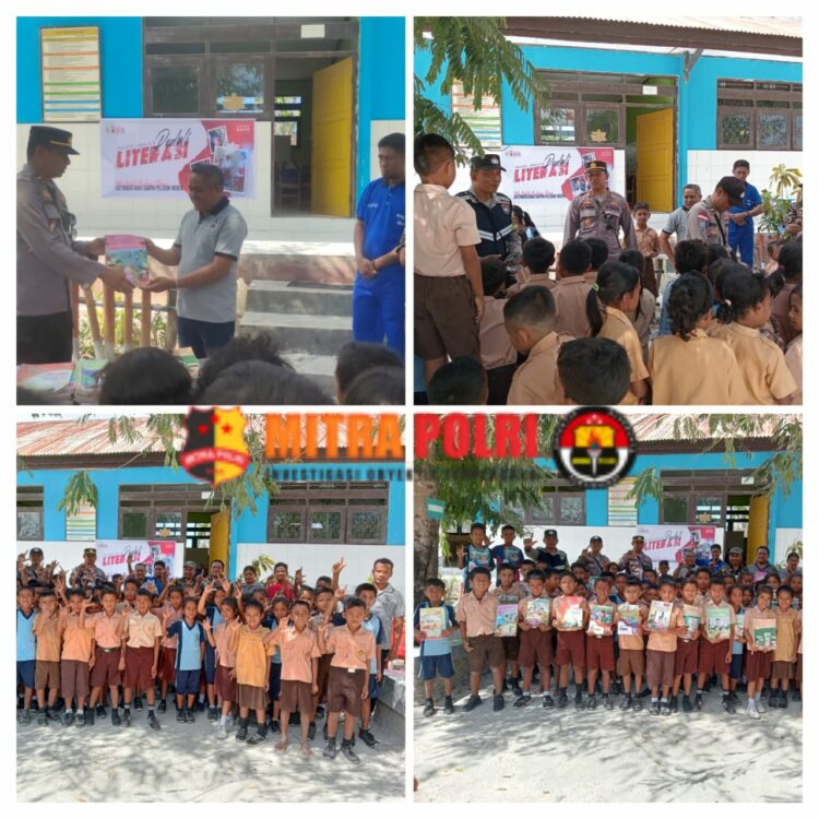 Pasukan DOBRAK Polsek Lobalain dipimpin langsung Komandan DOBRAK (sapaan akrab Kapolsek Lobalain) Ipda. I Gede Putu Parwata, S.H. memberikan bantuan buku-buku bacaan di Sekolah Dasar yang berlokasi di Desa Oematambolik, Kecamatan Lobalain, Kabupaten Rote Ndao - NTT.