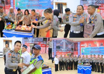 Sat lantas Polres Labuhan Batu mengadakan syukuran dengan tema "MODERNISASI PELAYANAN POLANTAS PRESISI MENGAWAL PEMILU DAMAI UNTUK INDONESIA MAJU” di Aula Yan piter Polres Labuhan Batu, Sabtu (23/08/2023)