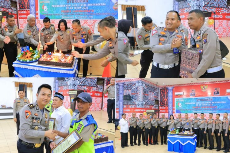 Sat lantas Polres Labuhan Batu mengadakan syukuran dengan tema "MODERNISASI PELAYANAN POLANTAS PRESISI MENGAWAL PEMILU DAMAI UNTUK INDONESIA MAJU” di Aula Yan piter Polres Labuhan Batu, Sabtu (23/08/2023)