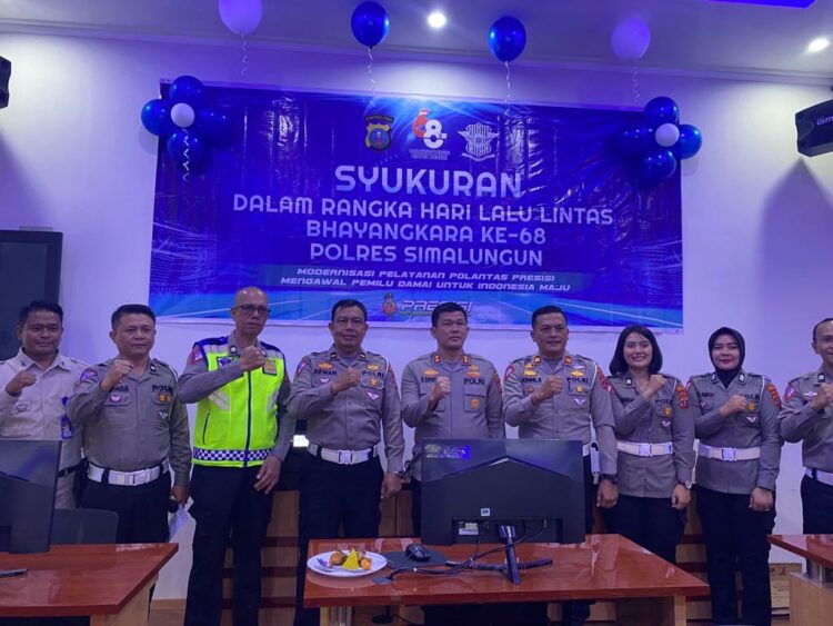 Polres Simalungun merayakan Hari Lalu Lintas Bhayangkara ke-68 dan meluncurkan Gedung Traffic Management Center (TMC). Senin (25/09/2023) di halaman Kantor TMC Polres Simalungun, Nagori Purba Sari, Kec. Tapian Dolok, Kabupaten Simalungun.