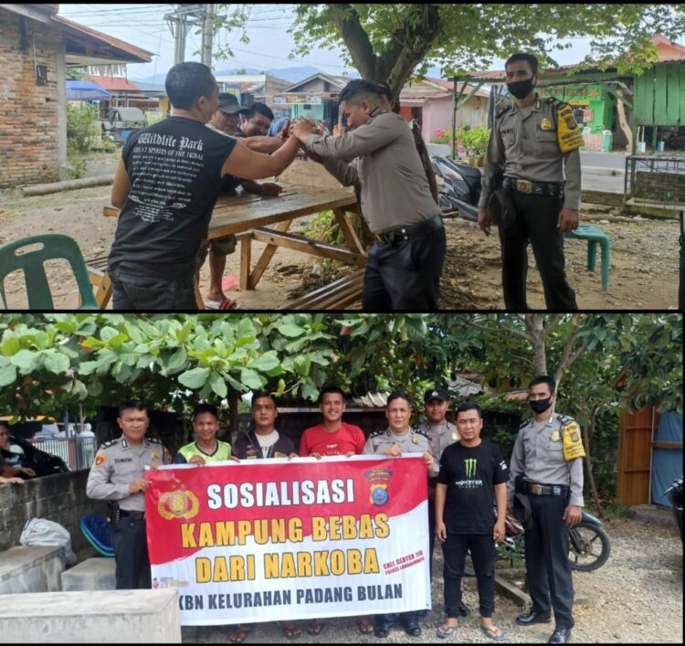 Kegiatan Posko Kampung Bebas Dari Narkoba Polres Labuhanbatu dalam upaya memberantas peredaran narkoba di wilayah Kabupaten Labuhanbatu terus berlanjut di Kelurahan Padang Bulan, Kecamatan Rantau Utara, Kabupaten Labuhanbatu, Sumut (02/10/2023).