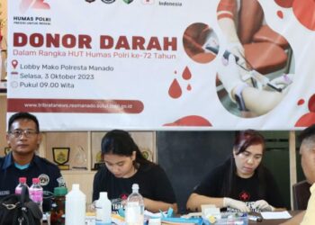 Polresta Manado sukses menggelar acara donor darah di Lobby Polresta Manado pada hari Selasa, 3 Oktober 2023. Acara ini diadakan sebagai bagian dari perayaan Hari Ulang Tahun (HUT) ke-72 Humas (Hubungan Masyarakat) Polresta Manado