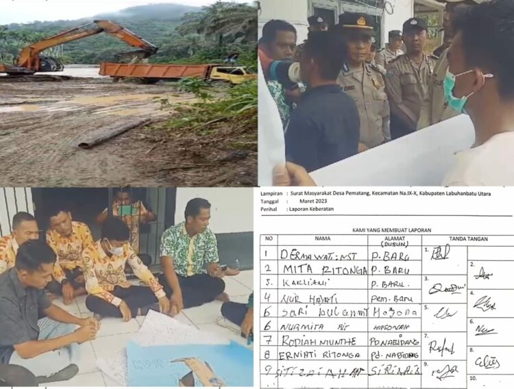 Unjuk rasa yang dilakukan para Mahasiswa dari Gerakan Masyarakat Sosial Peduli Lingkungan Labuhanbatu Raya (GM-SOPAN) dan sejumlah warga di kantor Kepala Desa Pematang, Kecamatan NA IX-X, Kabupaten Labuhanbatu Utara