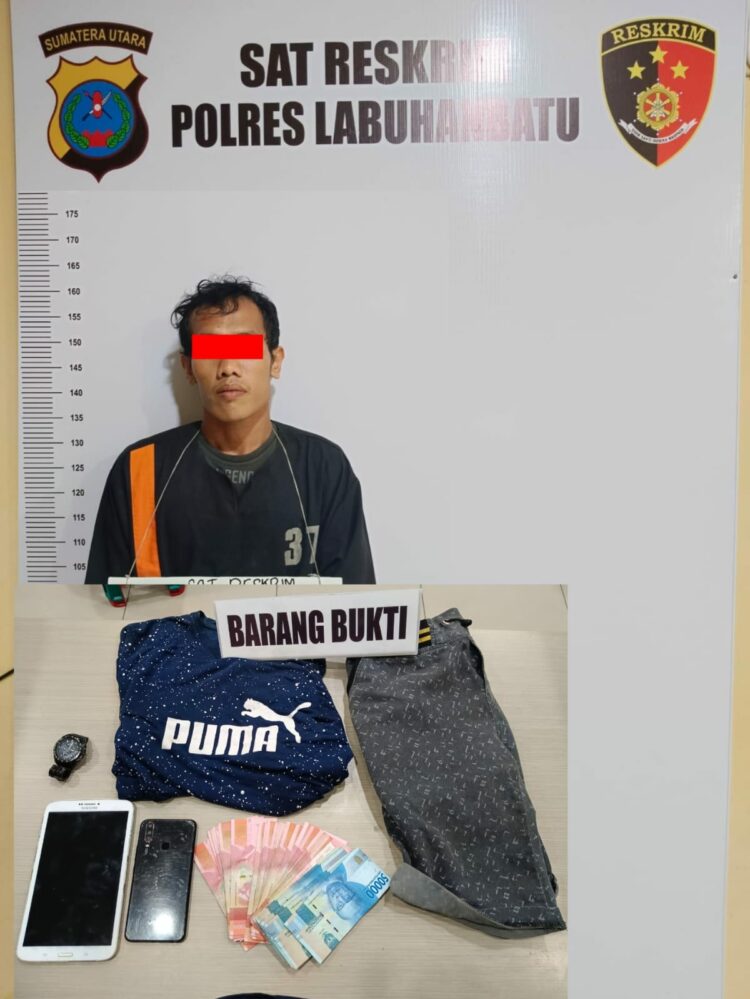 Pelaku SPR alias Dana (28) warga Lingkungan Kampung Sawah, Kelurahan Sirandorung, Kecamatan Rantau Utara, Kabupaten Labuhanbatu, berhasil diringkus tim Tekab Unit I Resum yang dipimpin oleh Kanit Resum Ipda Yasmin Tua Purba, SE