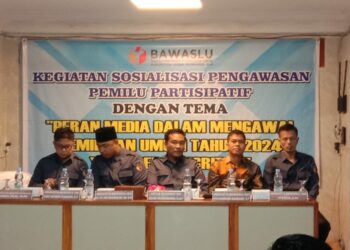 Badan Pengawas Pemilu (Bawaslu) Kabupaten Ogan Komering Ilir (OKI) menggelar kegiatan Sosialisasi pengawasan Pemilihan Umum (Pemilu) di tahun 2024 bersama media se-Kabupaten OKI. Selasa, 10 Oktober 2023.
