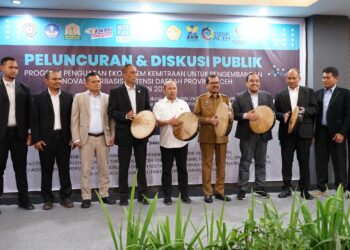 Program Penguatan Ekosistem Kemitraan untuk Pengembangan Inovasi Berbasis Potensi Daerah Provinsi Aceh Tahun 2023, diluncurkan di Banda Aceh, pada Senin, (16/10/2023).