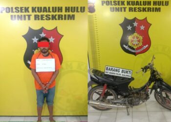 Unit Reskrim Polsek Kualuh Hulu dipimpin Kanit Reskrim Ipda Yuna Hendrawan Gultom SH MH meringkus Anton Aritonang (38) dari kediamannya di perumahan Safira, Dusun Simpang Siranggong, Desa Damuli Pekan, Kecamatan Kualuh Selatan, Kabupaten Labura, pada Kamis (19/10/2023) sekira pukul 09.10 WIB.