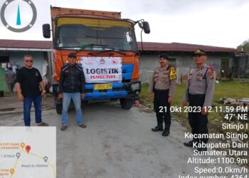 Subsatgas Preventif dibawah pimpinan Kasat Samapta Polres Dairi AKP Tugono, SH melakukan Patroli di Kantor KPU Kabupaten Dairi. Sabtu 21-10-2023.