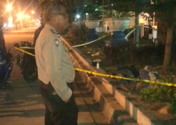 TKP : Lokasi temuan mayat dipasang police line, Kamis (26/10/2023) pukul 03.00 WIB, di Lubukpakam. (Foto. Dok/Polsek Lubukpakam)
