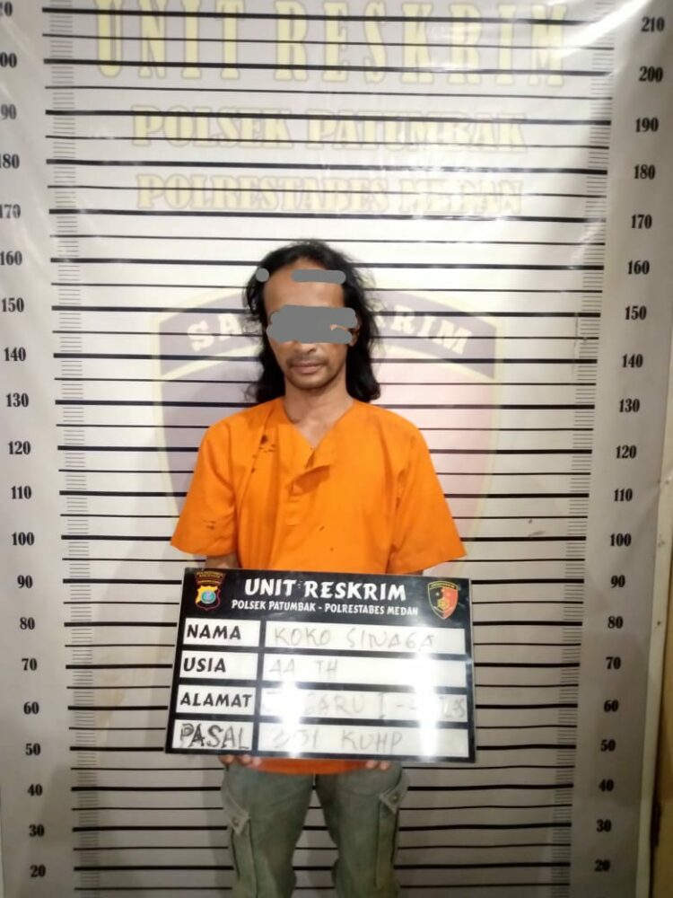Teks Foto: Pelaku pembacokan dengan samurai, FHHS ditangkap Polsek Patumbak, Sabtu (28/10/2023). (Foto Dok/ Polsek Patumbak)