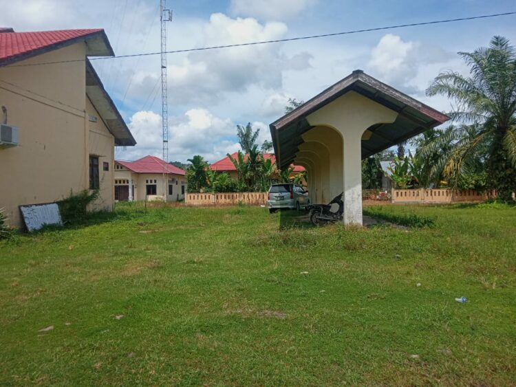 Kantor Kecamatan Geureudong Pase, yang terletak di Desa Dayah Seupeng terlihat pemandangan dari luar kantor seperti tak terawat, dimana halamannya dipenuhi rerumputan.
