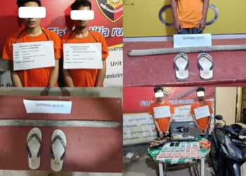 2 orang laki-laki, diduga pelaku pencurian dengan pemberatan (curat), pelaku berinisial AIH alias Andre Ikana Harahap, 21 Tahun, yang beralamat JL. Besar Ajamu Sei Sentosa Panai Hulu dan pelaku RP alias Riandy Putra alias Rian, yang beralamat sama dengan rekan nya tersebut