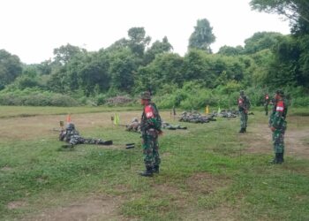 Prajurit Kodim 0103/Aceh Utara laksanakan Latihan Menembak Senjata Ringan (Latbakjatri) TW IV Tahun 2023 bertempat di Lapangan Tembak TNI AU Satradar 231 Buket Rata, Kecamatan Blang Mangat, Kabupaten Aceh Utara, Selasa (14/11/2023).