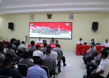 Polresta Manado menerima kunjungan Tim Inspektorat Pengawasan Umum (Itwasum) Mabes Polri dalam rangka melakukan monitoring, evaluasi, dan asistensi terhadap pelaksanaan program Prioritas Kegiatan I