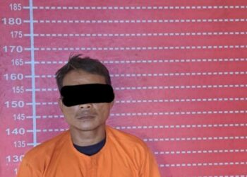 DIAMANKAN : A alias Bembeng (30), terduga pelaku Curanmor, diamankan di Polsek Firdaus gunaempertanggungjawabkan perbuatannya. (Foto Dok/Humas Polres Sergai)