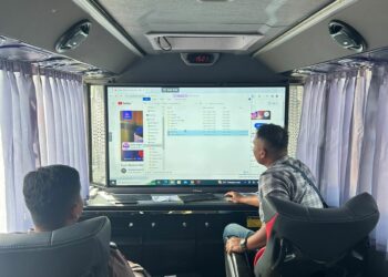 BUS COMMAND And MONITORING: Polda Sumut turunkan Bus Command and Monitoring Direktorat (Dit) Pengamanan Objek Vital (Pamobvit) untuk pengamanan Aquabike Jetski Danau Toba 2023. (Foto Dok/ Polda Sumut)