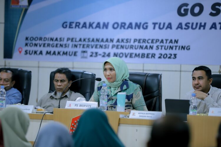 Pemerintah Kabupaten (Pemkab) Nagan Raya melalui Badan Perencanaan Pembangunan Daerah (Bappeda) menggelar rapat koordinasi pelaksanaan aksi percepatan konvergensi intervensi penurunan stunting. Kegiatan yang beragendakan sosialisasi keputusan Bupati Nagan Raya tentang Gerakan Orang Tua Asuh Atasi Stunting Kolaboratif (Go Start) mengacu pada Surat Keputusan (SK) Bupati Nagan Raya Nomor: 400.7.1/416/Kpts/2023 tahun 2023.