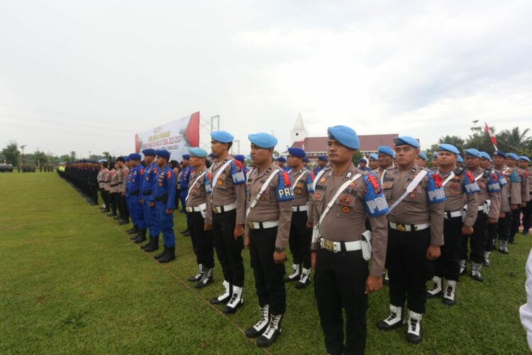 SIAGA: Polda Sumut siagakan personel terlatih untuk mengamankan Pemilu 2024 di Mapolda Sumut, Rabu ( 29/11/2023). (Foto Dok/ Polda Sumut)
