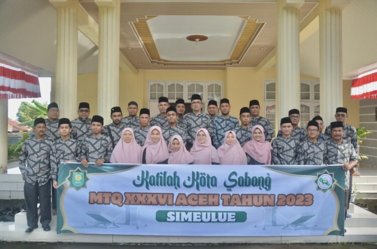 Pj Wali Kota Sabang, Reza Fahlevi melepas para Kafilah Musabaqah Tilawatil Qur'an (MTQ) Kota Sabang, untuk berkompetisi pada MTQ Aceh ke-36 tahun 2023 yang dilaksanakan pada tanggal 26 November-02 Desember 2023 di Kabupaten Simeulue.

Pelepasan para kafilah dan official yang diketuai Plt. Dinas Syariat Islam dan Pendidikan Dayah Kota Sabang Marwan, berlangsung di Pendopo Wali Kota Sabang, Rabu (16/11).