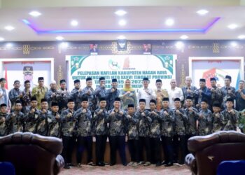 Penjabat (Pj) Bupati Nagan Raya Fitriany Farhas, AP, S.Sos., M.Si secara resmi melepas keberangkatan kafilah Musabaqah Tilawatil Qur’an (MTQ) Kabupaten Nagan Raya yang akan mengikuti MTQ ke XXXVI tingkat Provinsi Aceh tahun 1445 M/ 2023 di Kabupaten Simeulue. Pelepasan Kafilah MTQ Kabupaten Nagan Raya dihadiri Forkopimda, Sekretaris Daerah, para Kabag, Asisten, Staf Ahli, kepala SKPK, Camat itu berlangsung di Anjungan Pendopo komplek perkantoran setempat pada Rabu (22/11/2023) malam.