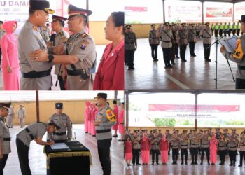 Polres Labuhanbatu menggelar upacara Serah Terima Jabatan Jabatan Kasat Intelkam, Kasat Samapta, KasiKum, Kapolsek Kualuh Hulu dan Kapolsek Merbau serta Pelantikan Jabatan Kasat Reskrim, Kasat Lantas dan Kasiwas yang digelar di Gedung Serba Guna Polres Labuhanbatu Jln. MH.Thamrin No. 07 Kec.Rantau Utara Kab.Labuhanbatu, Sumut, Jum'at (01/12/2023) pukul 09.00 WIB.