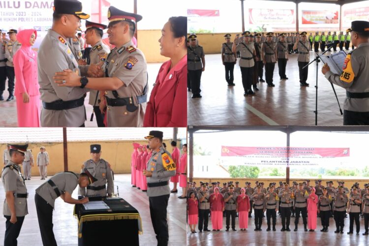 Polres Labuhanbatu menggelar upacara Serah Terima Jabatan Jabatan Kasat Intelkam, Kasat Samapta, KasiKum, Kapolsek Kualuh Hulu dan Kapolsek Merbau serta Pelantikan Jabatan Kasat Reskrim, Kasat Lantas dan Kasiwas yang digelar di Gedung Serba Guna Polres Labuhanbatu Jln. MH.Thamrin No. 07 Kec.Rantau Utara Kab.Labuhanbatu, Sumut, Jum'at (01/12/2023) pukul 09.00 WIB.