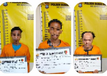 Pemuda berinisial IW (39), AS (24) dan MF (21) yang merupakan warga Kelurahan Rimba Sekampung Kecamatan Dumai Kota diamankan oleh Security PT. Pertamina Patra Niaga usai tertangkap tangan sedang mencoba melakukan perbuatan pencurian dengan cara memotongan besi pipa tiang tower air milik PT. Pertamina Patra Niaga dengan menggunakan satu set alat las potong berikut dengan tabung oksigen dan tabung gas elpiji.