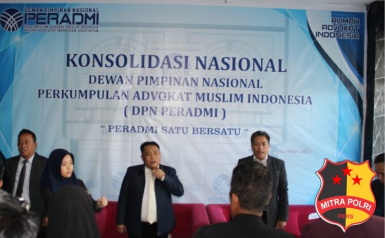 Dewan Pimpinan Nasional ( DPN ) Perkumpulan Advokat Muslim Indonesia (PERADMI) sukses mengelar Konsolidasi Nasional Ke-2 Tahun 2023 di Kantor DPN PERADMI di jalan Tun Abdul Razak, Ruko Citraland Hertasning Makassar jum'at 8 desember 2023 dengan menghadirkan ratusan Advokat dari seluruh Perwakilan Dewan Pimpinan Wilayah ( DPW ) PRADMI tingkat Provinsi dan perwakilan Dewan Pimpinan Daerah (DPD) PERADMI tingkat Kabupaten Kota.