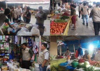 Satgas Pangan Satreskrim Polres Labuhanbatu menggelar inspeksi mendadak (sidak) di sejumlah pasar diwilayah hukum Polres Labuhanbatu meliputi Pasar Glugur Rantauprapat Kabupaten Labuhanbatu dan Pasar Aek Kanopan I Labuhanbatu Utara. Jum’at (15/12/2023).