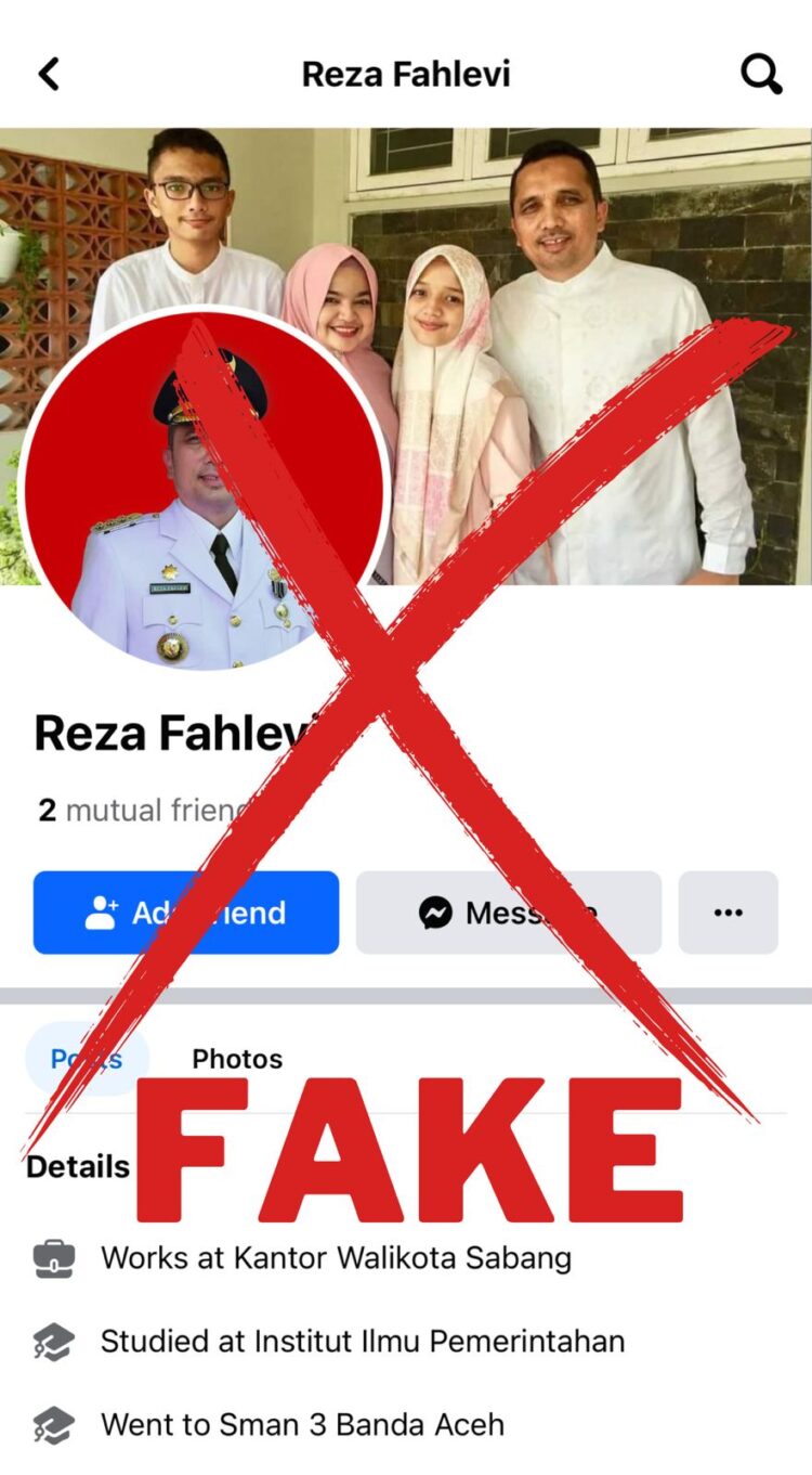 Akun Facebook Palsu Pj Walikota Sabang