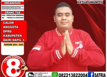 Caleg DPRD Dapil 3 Kabupaten Dairi Meliputi: Kec.Siempat Nempu Hulu-Kec.Tigalingga-Kec.Tanah Pinem-Kec.Gunung Sitember
Satria Gunawan Sembiring