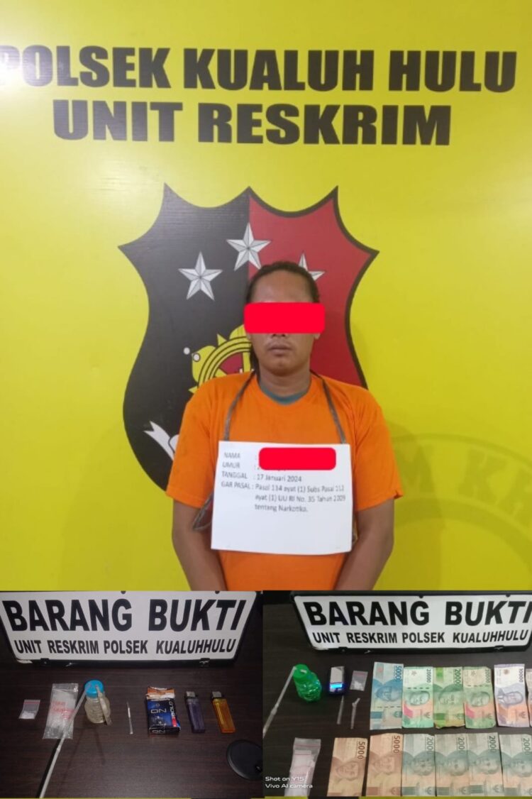 SB alias Samsul (27) warga Dusun Kampung Durian Gg.Macan, Desa Bandar Lama, Kecamatan Kualuh Selatan, Kabupaten Labuhabatu Utara diamankan oleh personel Polsek Kualuh Hulu, di Dusun 2B Desa Damuli Kebun, Kecamatan Kualuh Selatan, Kabupaten Labuhanbatu Utara.