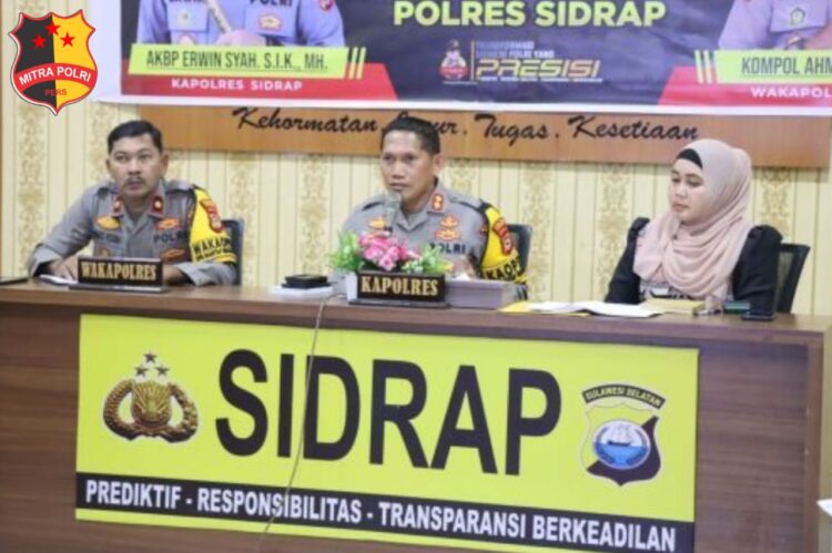 Dalam rangka persiapan kunjungan kerja (Kunker) Kapolda Sulsel Irjen Pol. Andi Rian R Djajadi. S.I.K.,MH, Kapolres Sidrap AKBP Erwin Syah, S.I.K., MH Pimpin Rapat Koordinasi Internal yang berlangsung di ruang Vicon Mapolres Sidrap. Rabu (3/01/24).