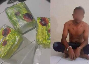 Petugas mengamankan seorang tersangka berinisial MR (30) warga Jakarta. Dari tangan MR, Polisi berhasil mengamankan barang bukti berupa tiga bungkus teh cina diduga Narkoba jenis sabu diduga seberat 3 kilogram. Polisi juga mengamankan alat isap sabu atau bong dan dua handphone genggam merek (nokia) dan (redmi note 12).