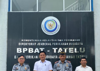 Kepala Lembaga Pemasyarakatan (Lapas) Kelas IIB Bitung Kanwil Kemenkumham Sulawesi Utara, Syukron Hamdani mengunjungi Balai Perikanan Budidaya Ikan Air Tawar (BPBAT) Tatelu. Selasa (9/1/2024).